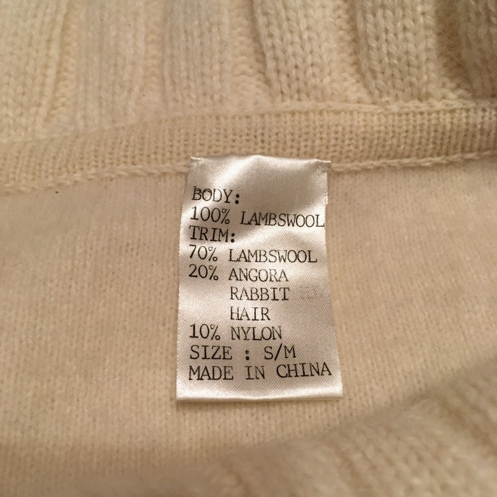 Vintage Soft Lambswool Cape Button Front Ivory S/M - Picture 8 of 8